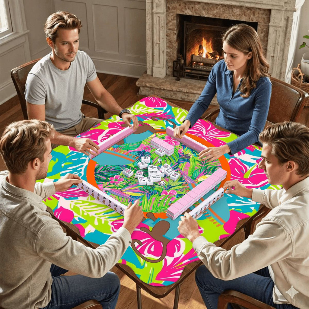 Scalloped Mahjong Mat Lime In The Coconut Monkey Mat