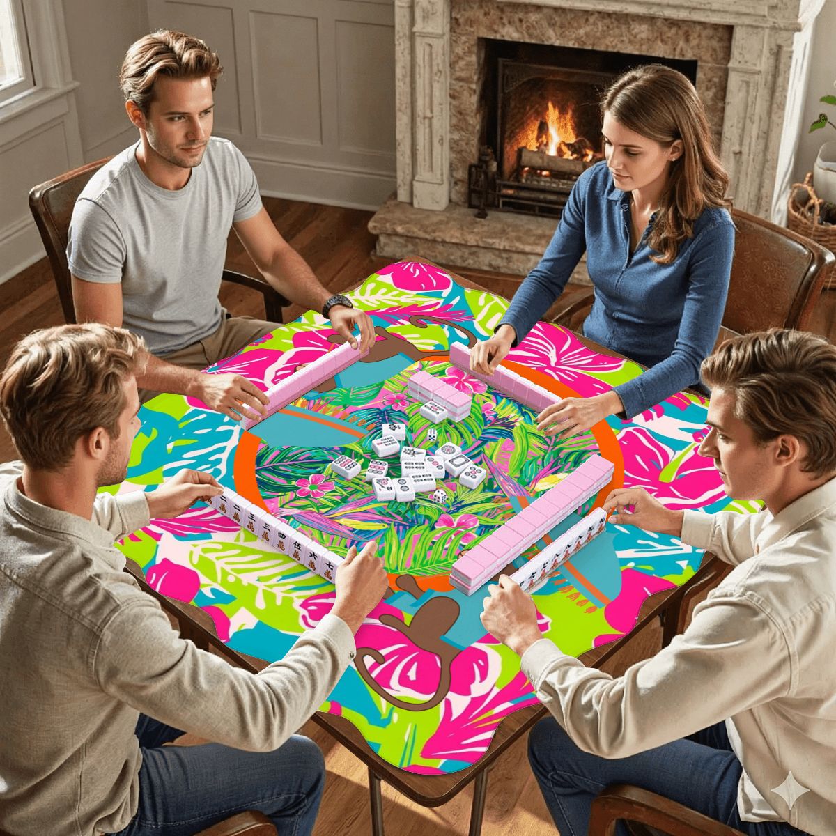 Scalloped Mahjong Mat Lime In The Coconut Monkey Mat