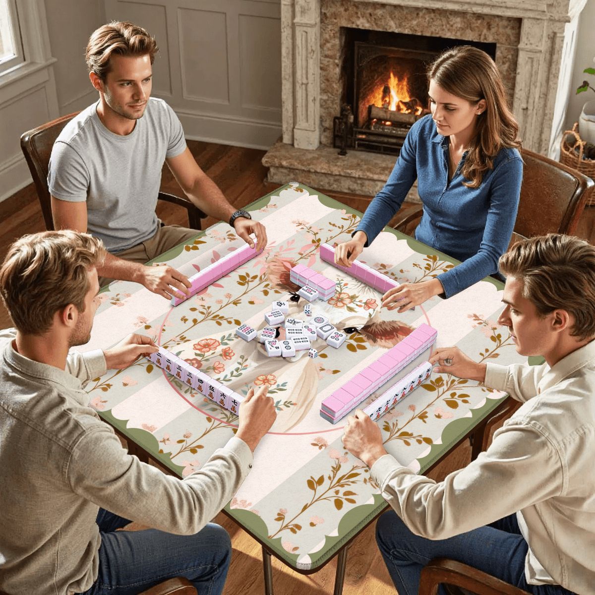 Laugh Until The Cows Come Home Floral Preppy Mahjong Mat