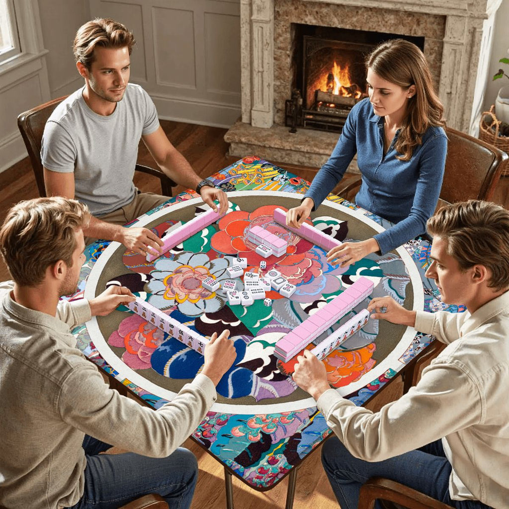 Art Deco Floral Bouquet Mahjong Mat