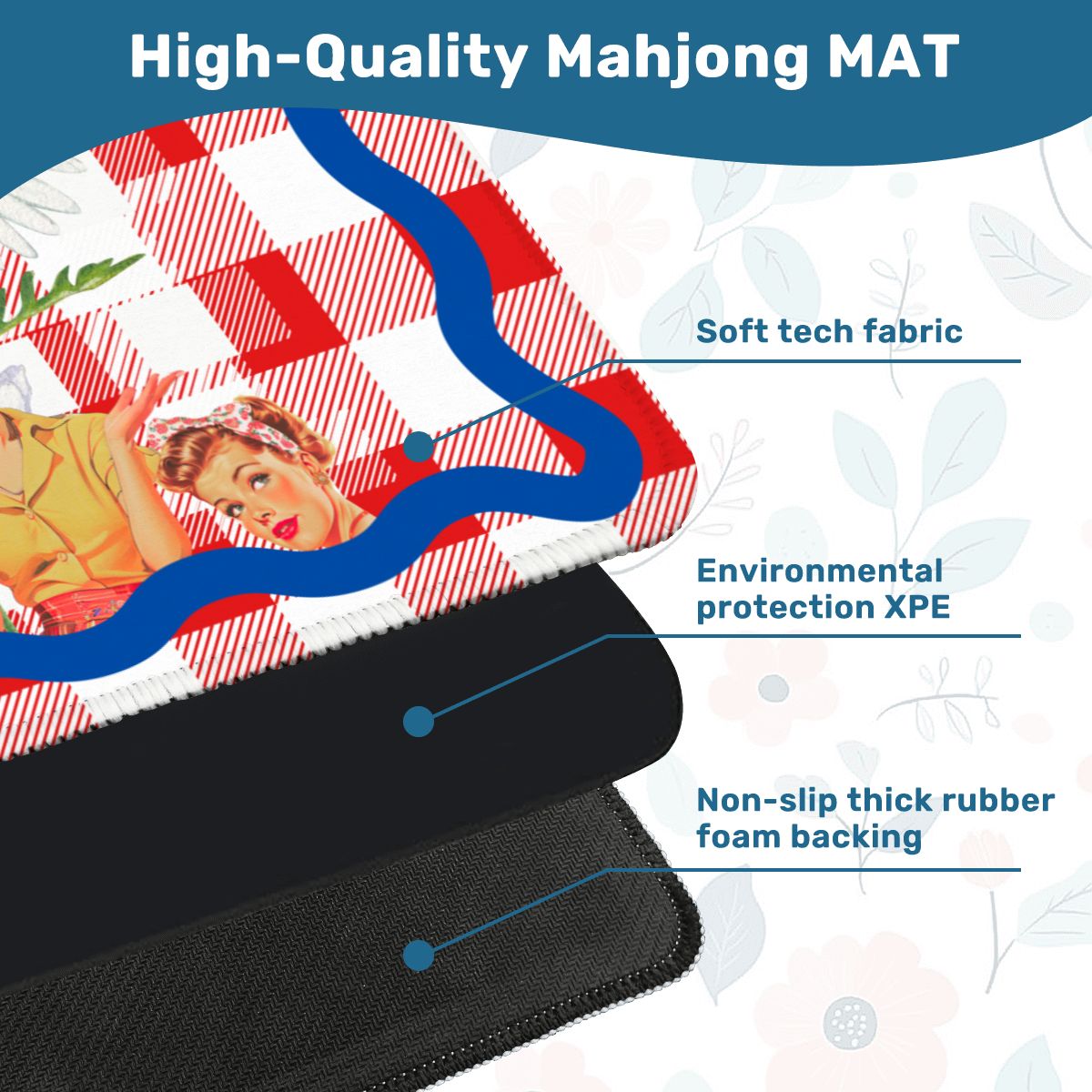 The Real Mahj Wives Red Gingham Nostalgic Mahjong Mat