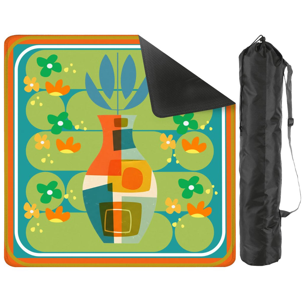 The Modern Four Seasons Mahjong Mat, Orange Teal Green Mahj Mat