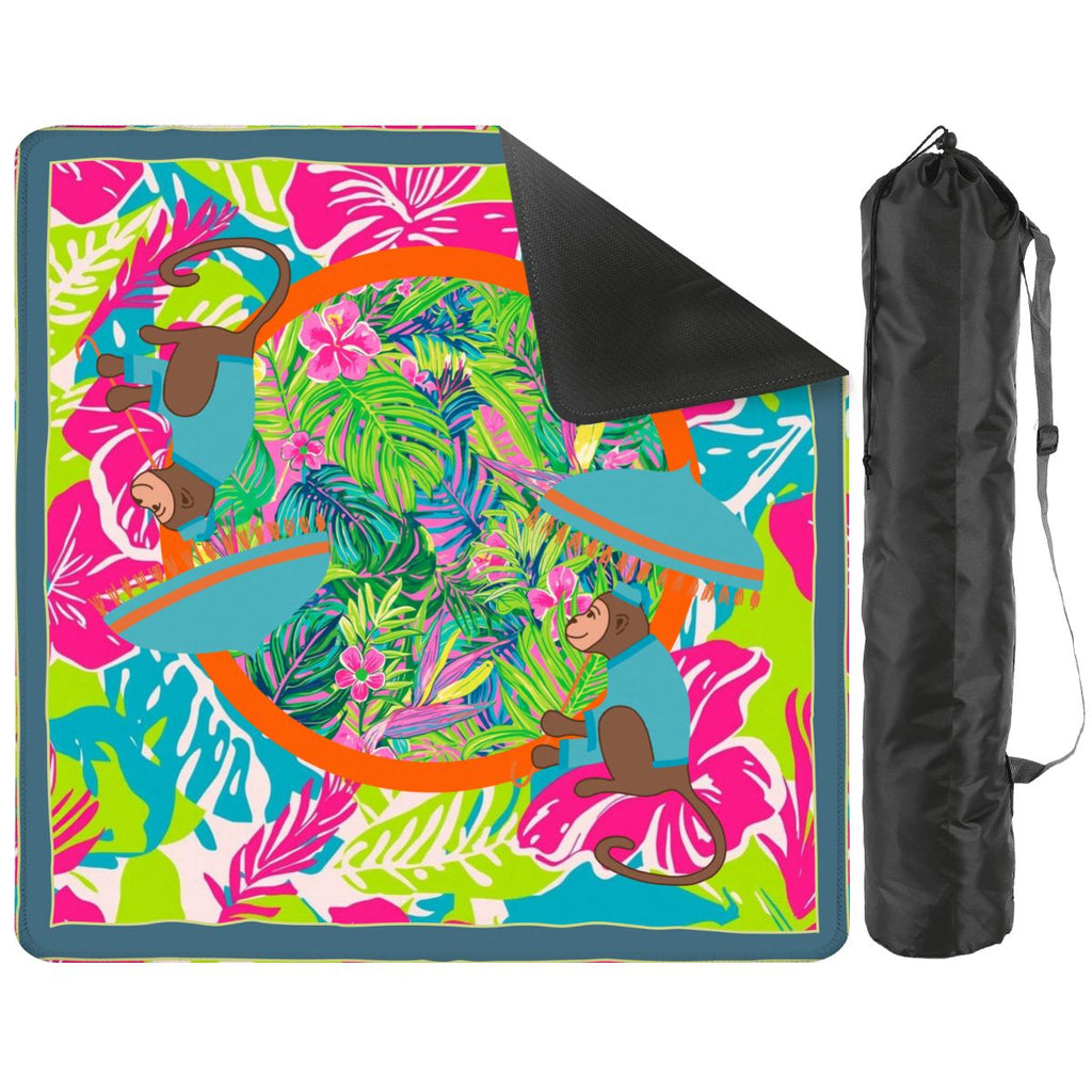 Lime In The Coconut Tropical Oasis Monkey Mahjong Mat