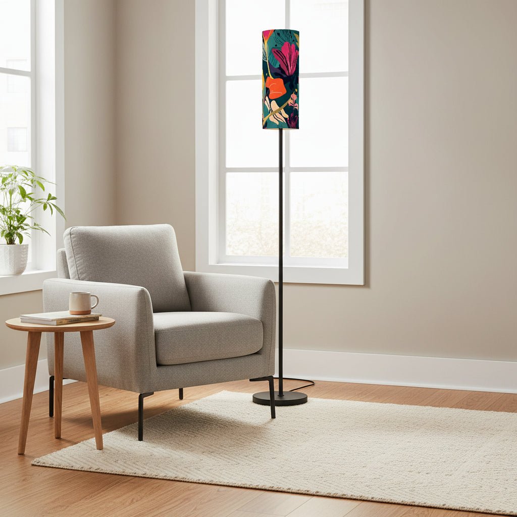 Grand Bohemian Orange, Teal, Yellow, Fuchsia Modern Floor Lamp