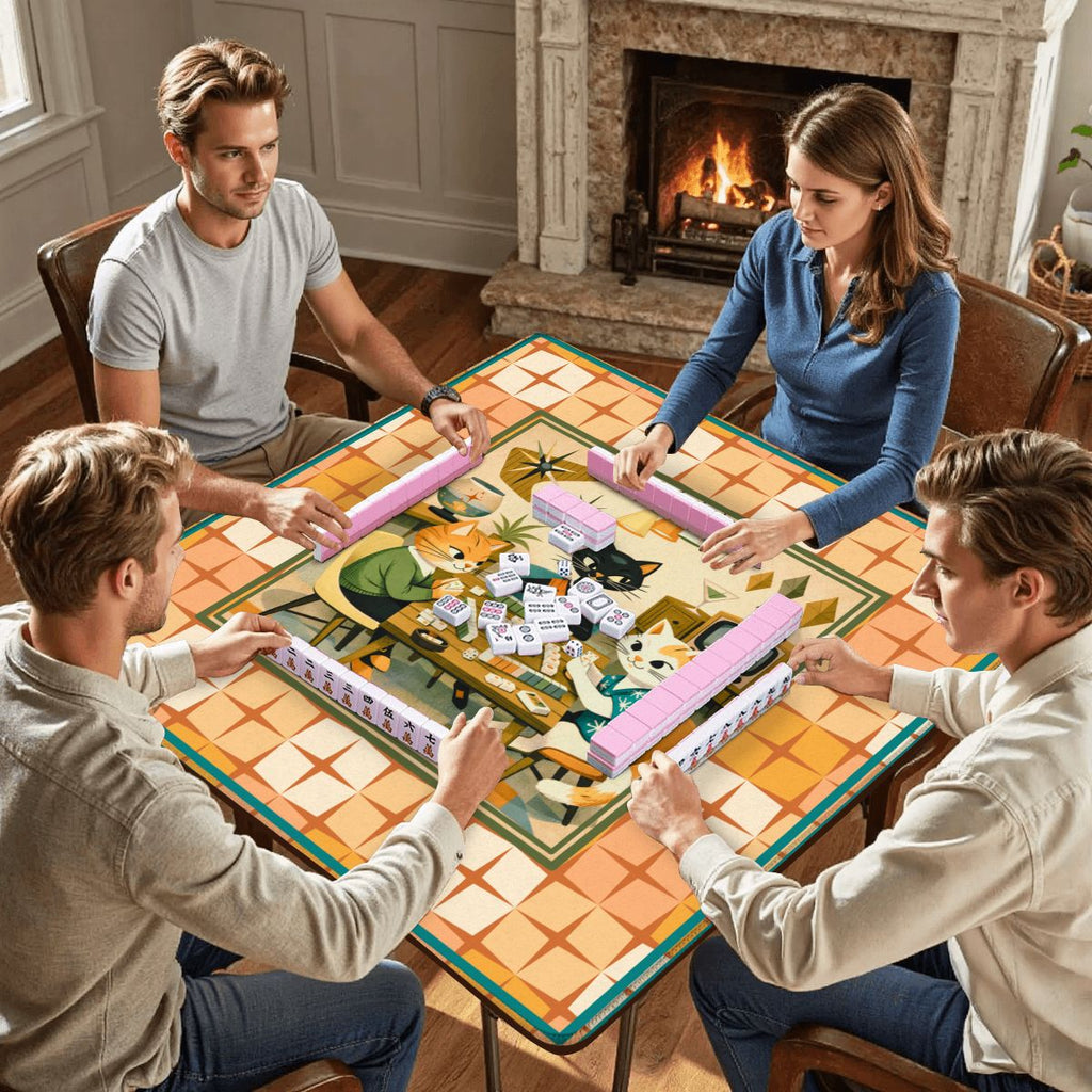 Modcentric Nostalgic Kitty Cats Modern Mahjong Mat