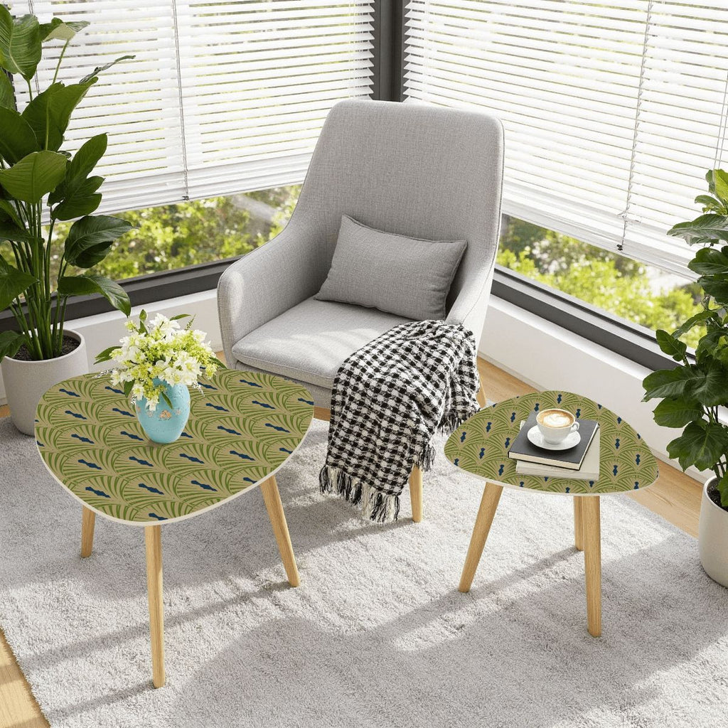 Art Deco Modern Nesting Tables, Army Green Navy Blue Designed