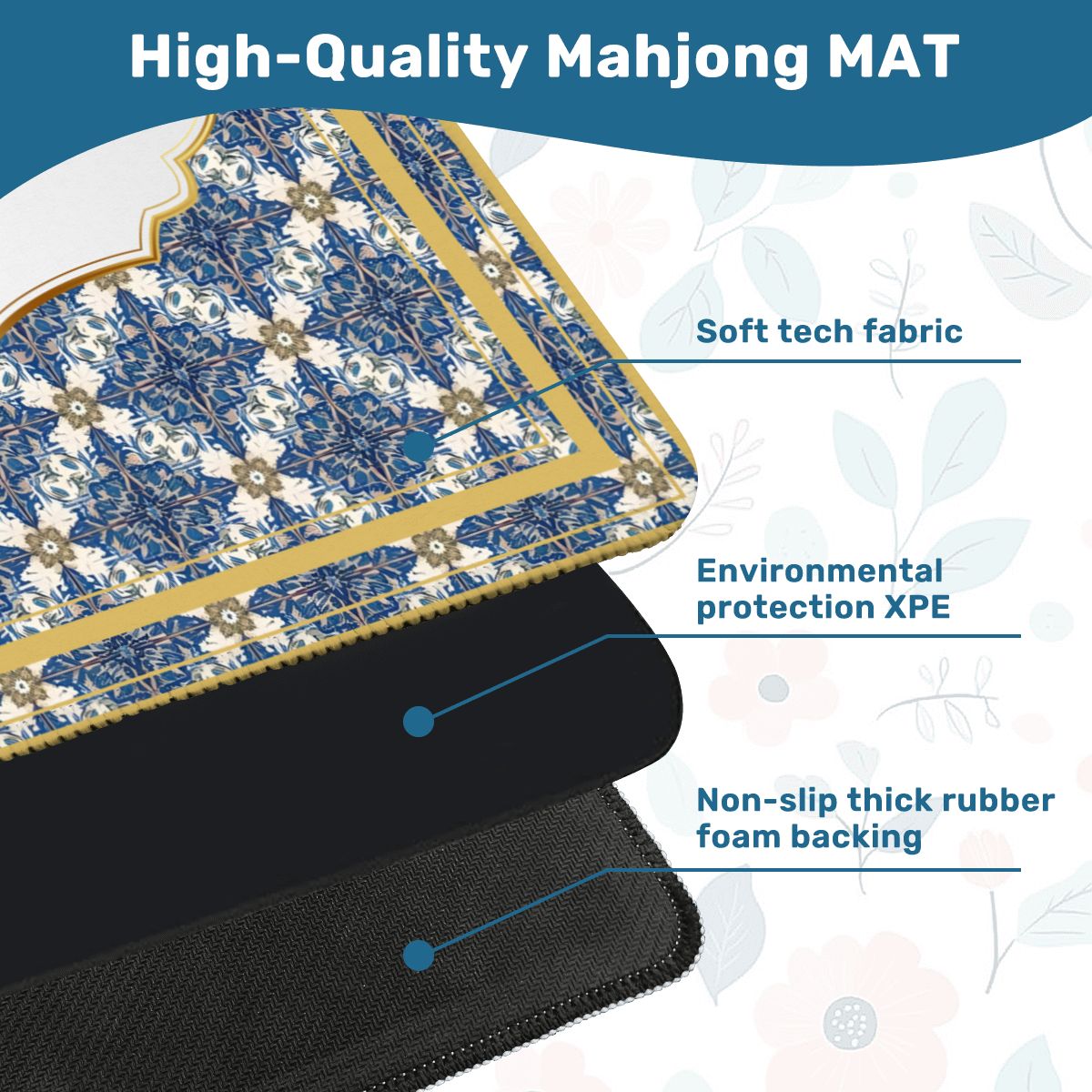 Chai Royale Jewish Designed Lucky Number 18 Mahjong Mat