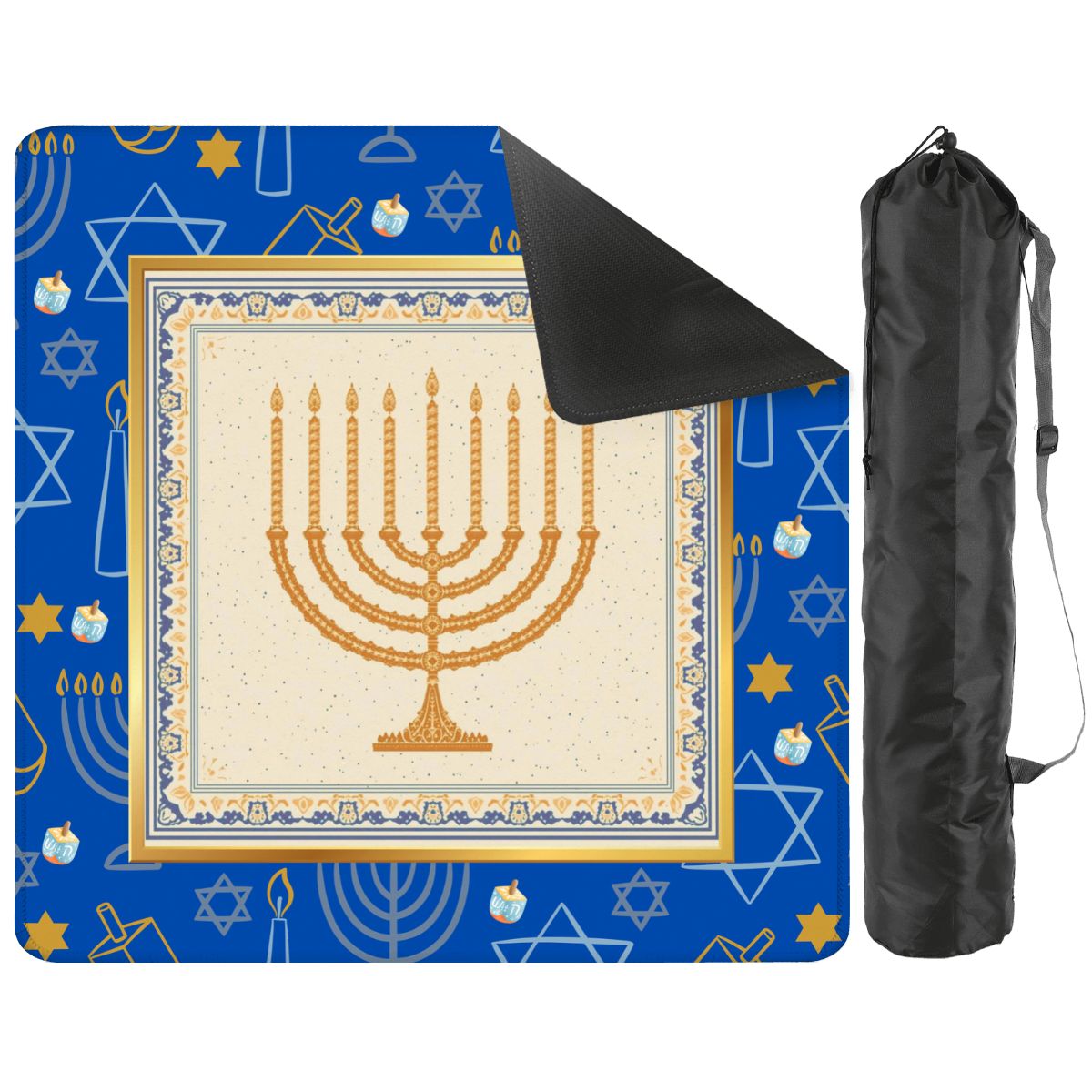 Hanukkah Mahjong Mat With Menorah And Dreidels