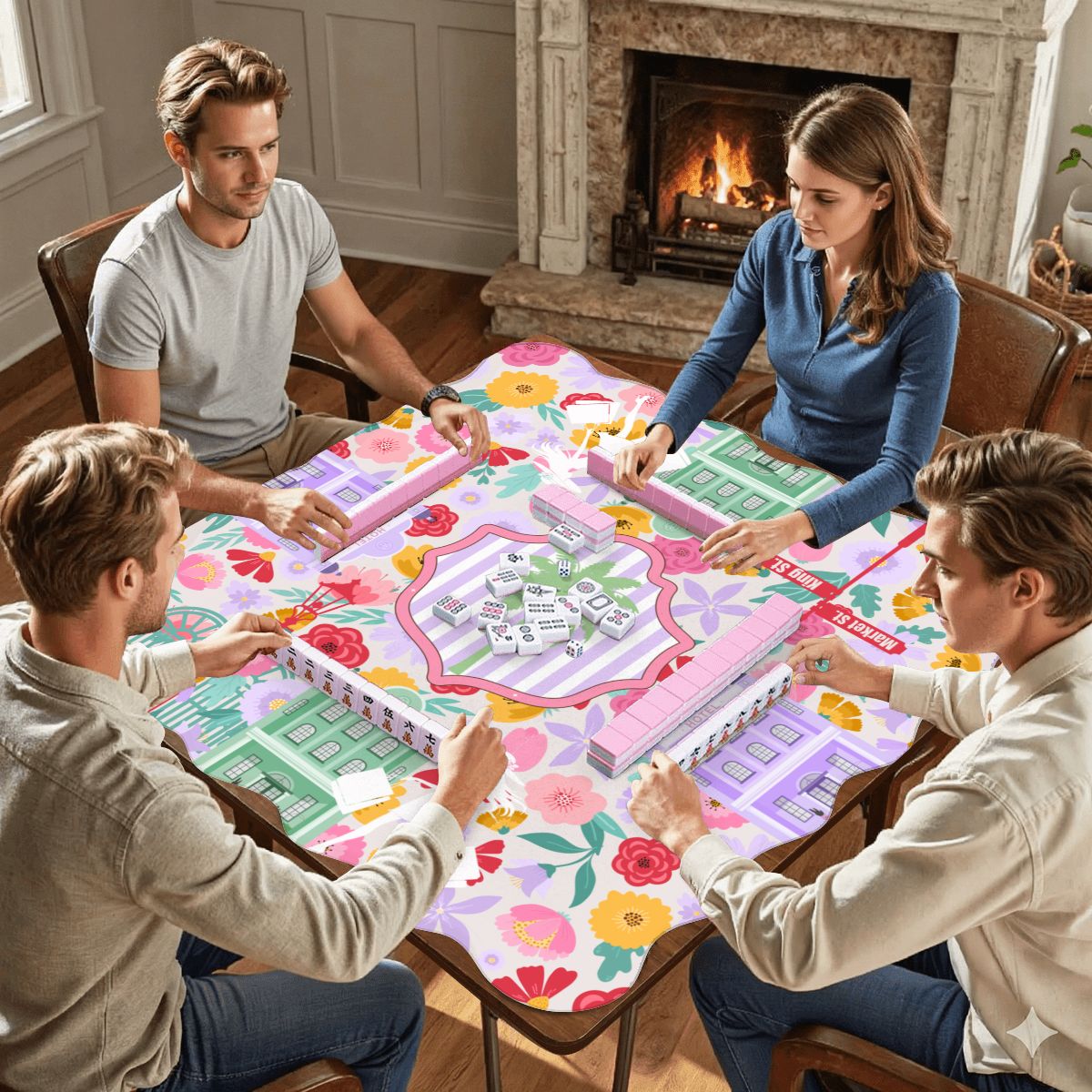Charleston South Carolina Mahjong Whimsical Scalloped Mahjong Mat