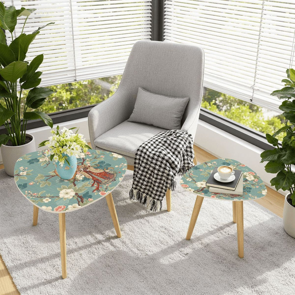 Asian Blossom Chinoiserie Modern Nesting Tables