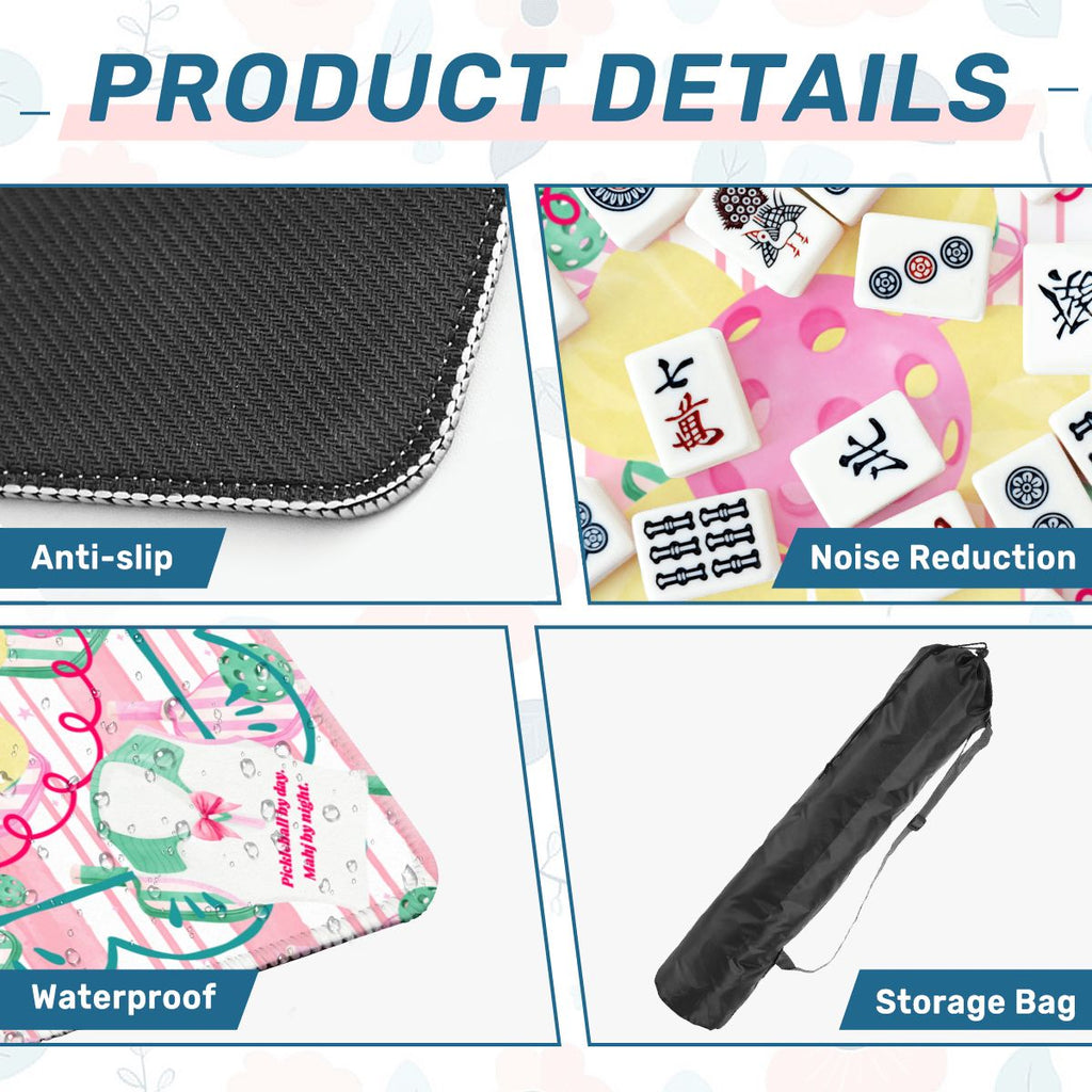 Mahjong Pickleball By Day, Mahj By Night, Whimsical Fun Mahjong Mat