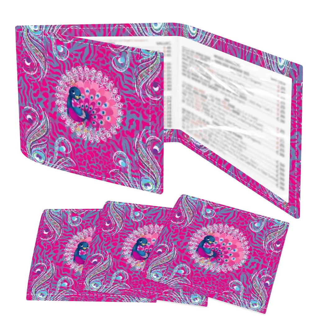 Playful Peacock Floral Hot Pink, 4 Mahjong Card Holder with Line Finder
