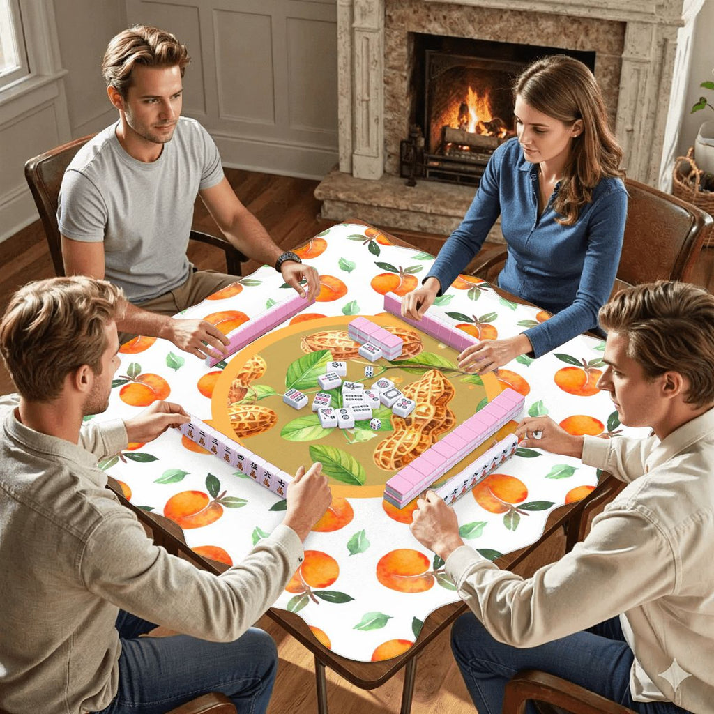 Georgia Peach And Peanuts Scalloped Mahjong Mat