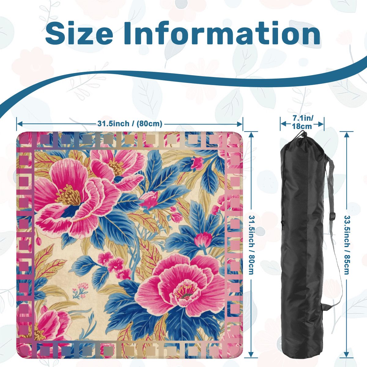 The Secret Garden Floral Pink, Blue Mahjong Mat