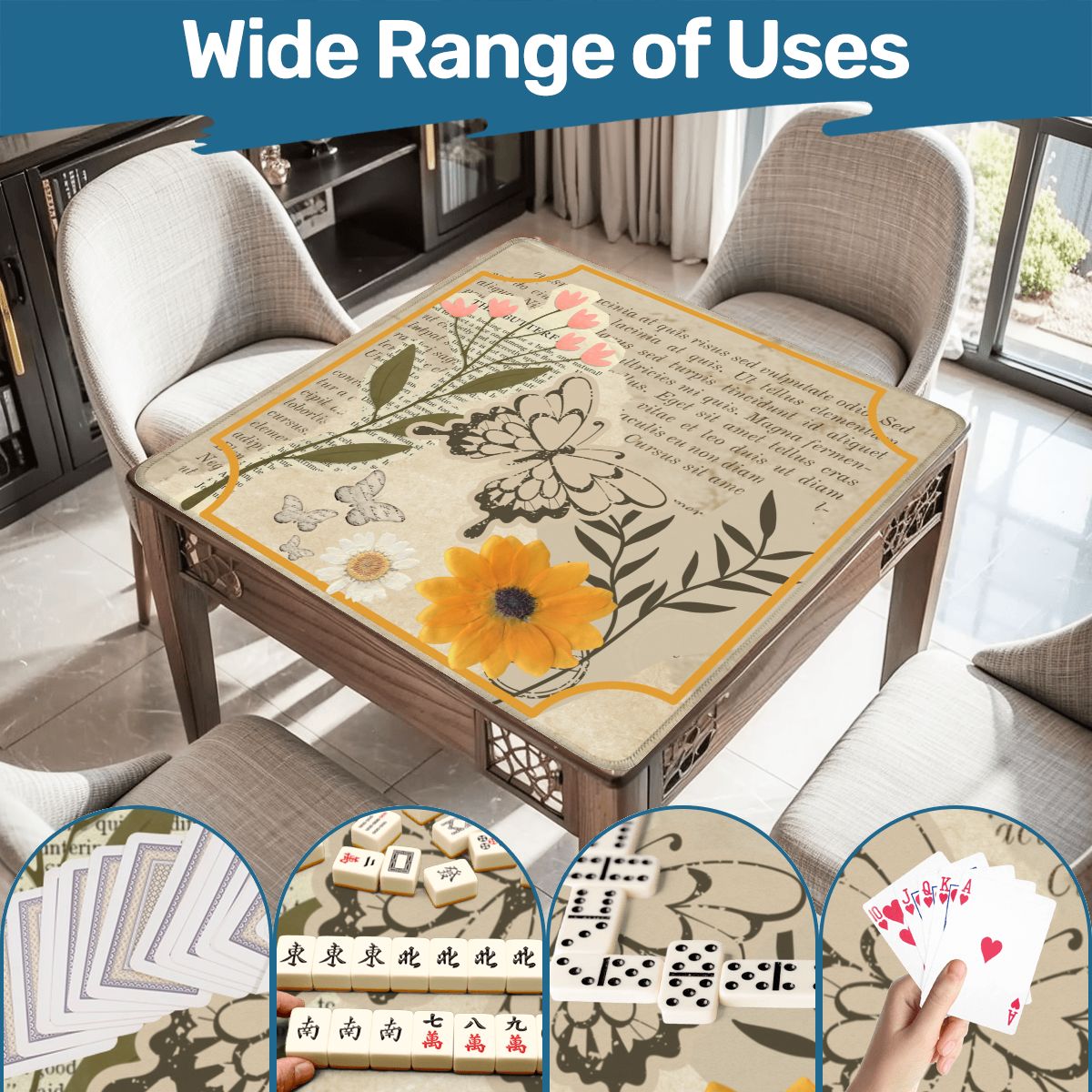 The Vintage Scrapbook Heirloom Butterfly, Floral Garden Mahjong Mat