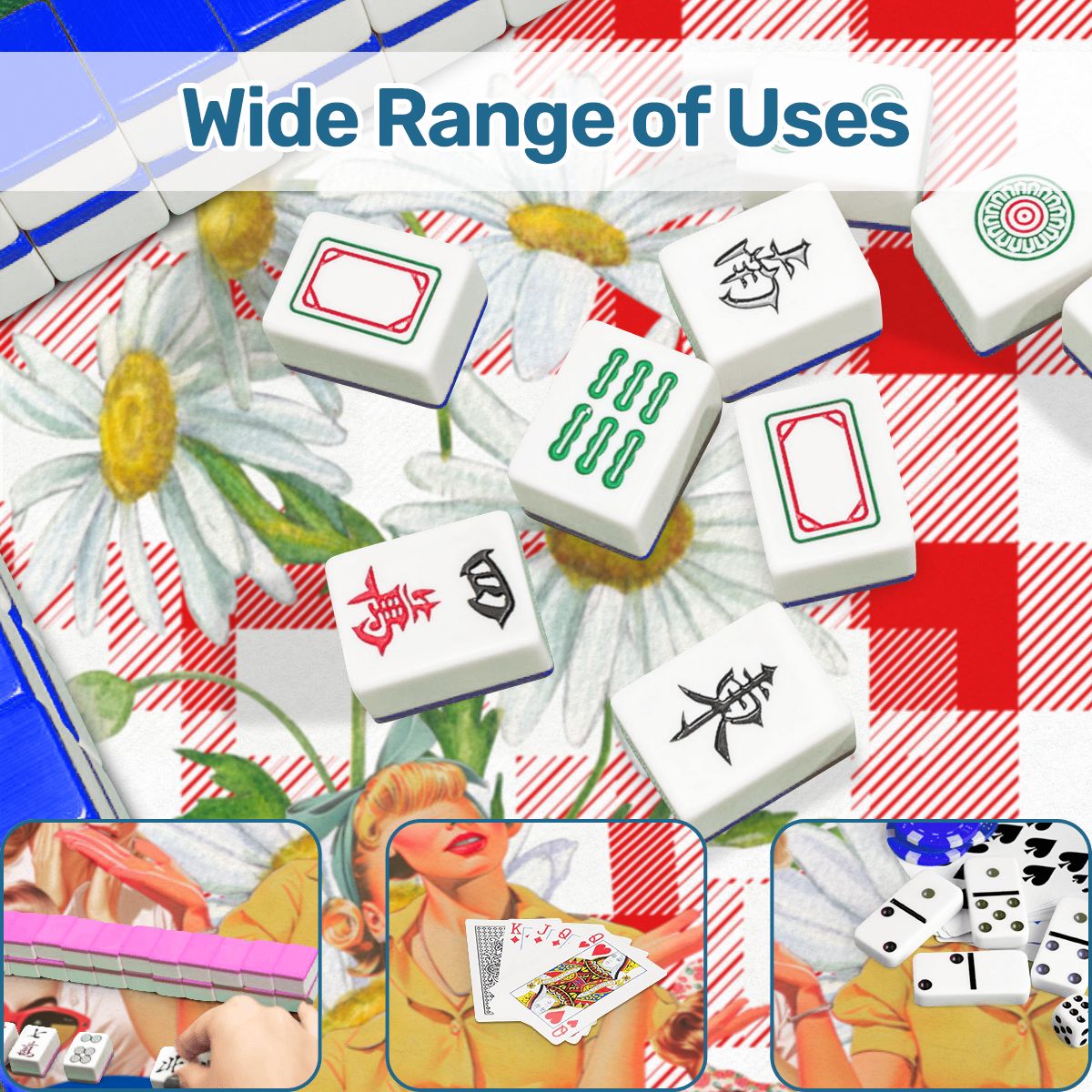 The Real Mahj Wives Red Gingham Nostalgic Mahjong Mat