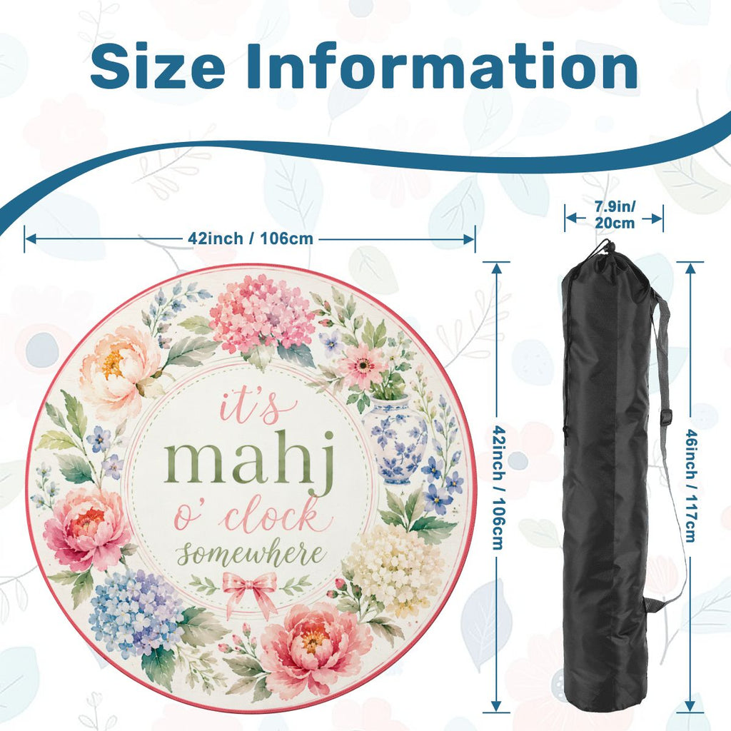 It's Mahj O'Clock Somewhere Floral Round Mahjong Mat