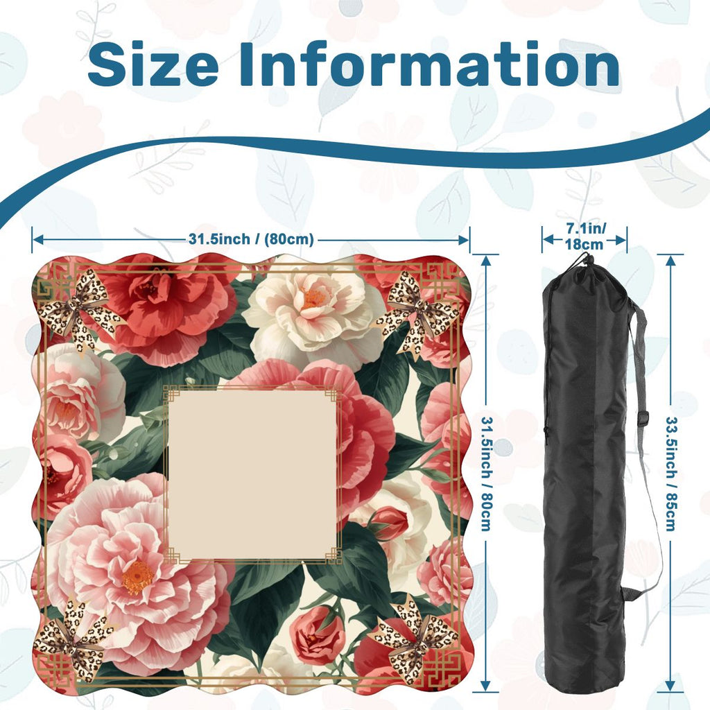 Floral Charleston Camellias Scalloped Mahjong Mat