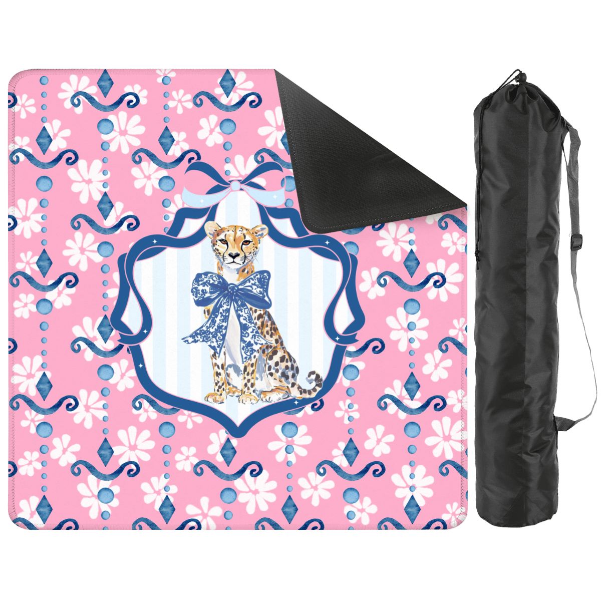 Charleston Cheetah Preppy Pink Floral Mahjong Mat