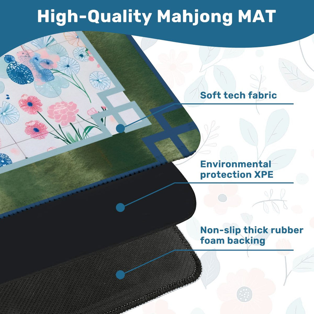 Malachite Mahjong Mat Asian Motif
