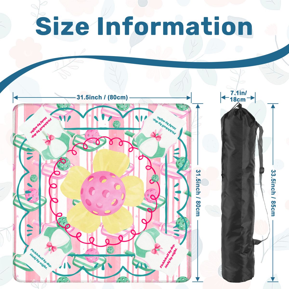 Mahjong Pickleball By Day, Mahj By Night, Whimsical Fun Mahjong Mat