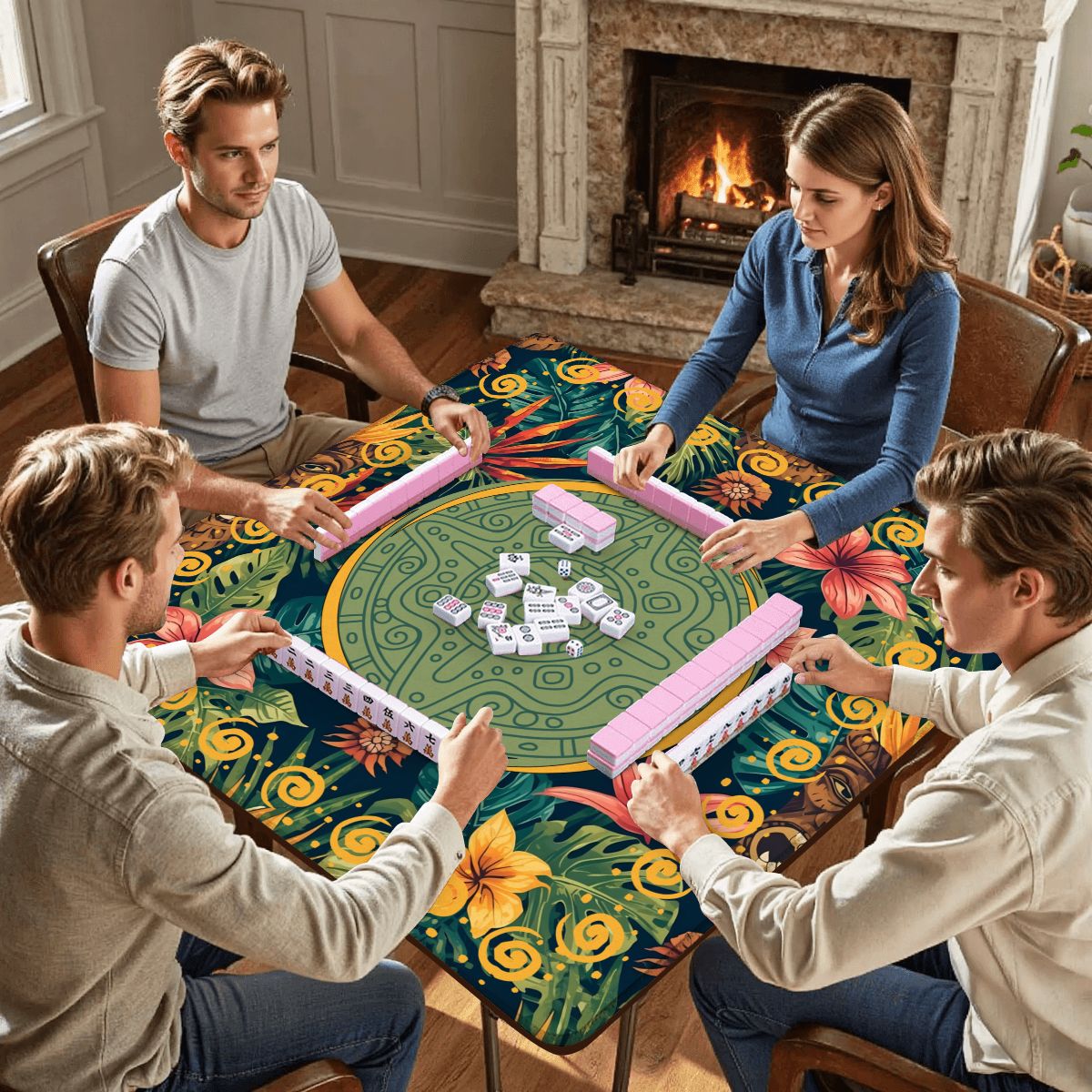 Tiki Time Infusion Tropical Mahjong Mat