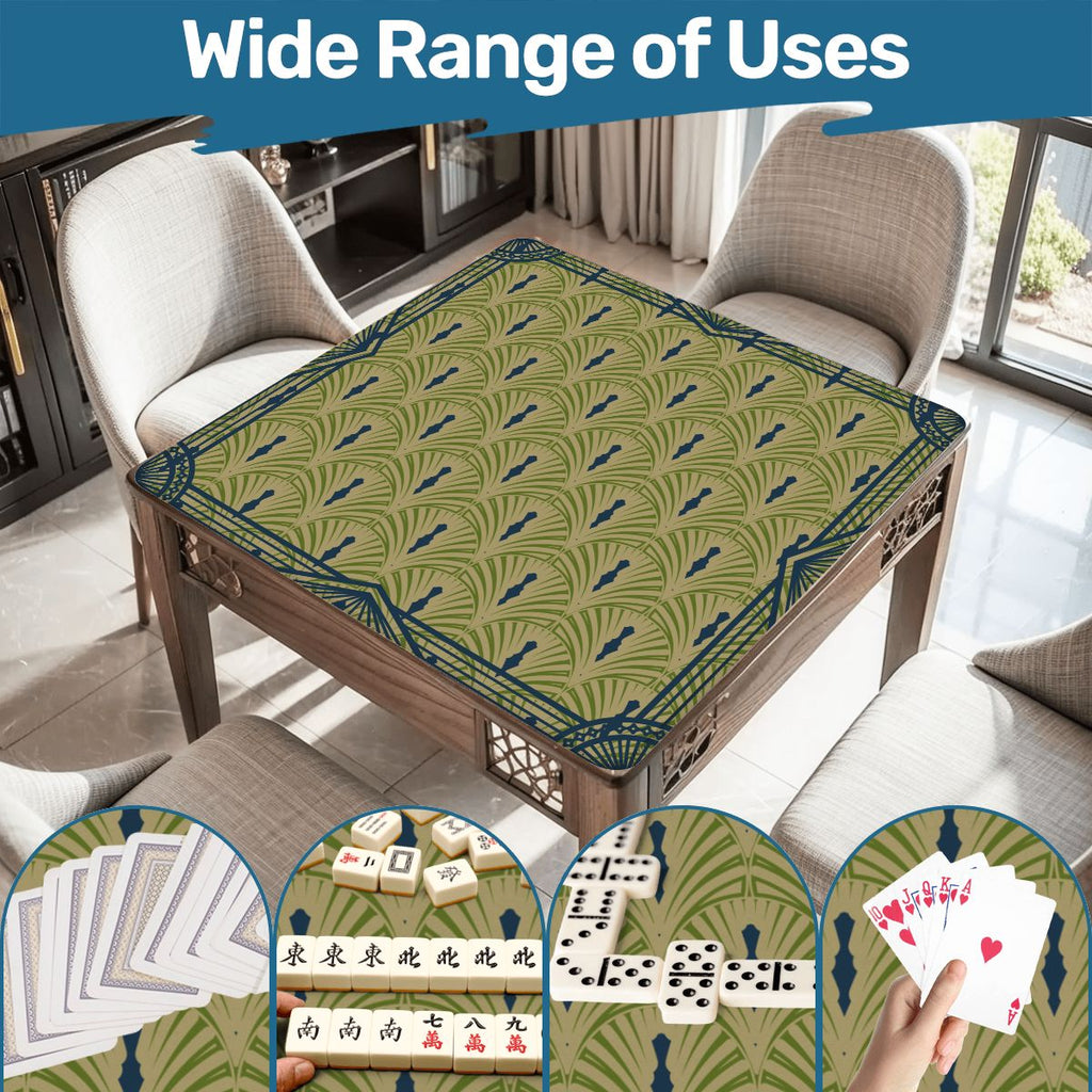 Art Deco Designed Mahjong Mat, Green Blue Speakeasy Collection