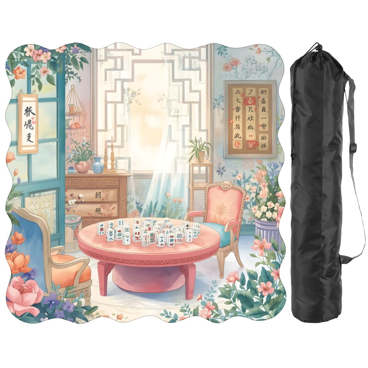 Mahjong Garden Tea Room Dainty Scalloped Mahjong Mat
