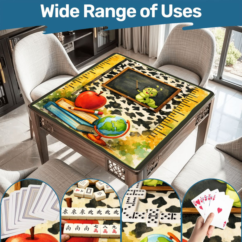Lucky Schoolhouse Teacher Mahjong Mat, Watercolor Designed With Whimsy