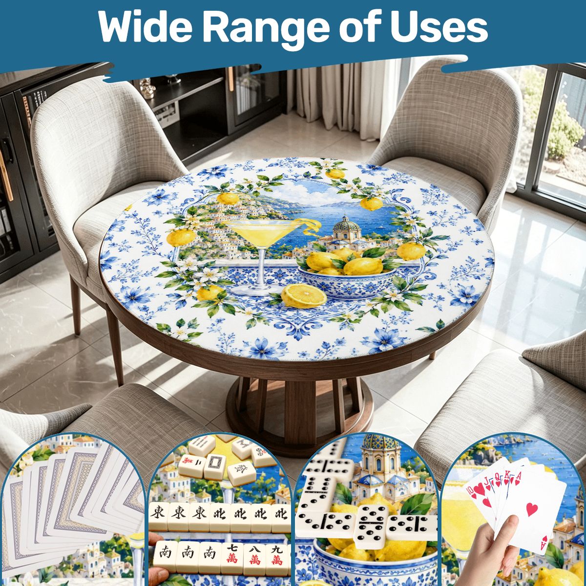Lemondrop On The Amalfi Coast Round Mahjong Mat
