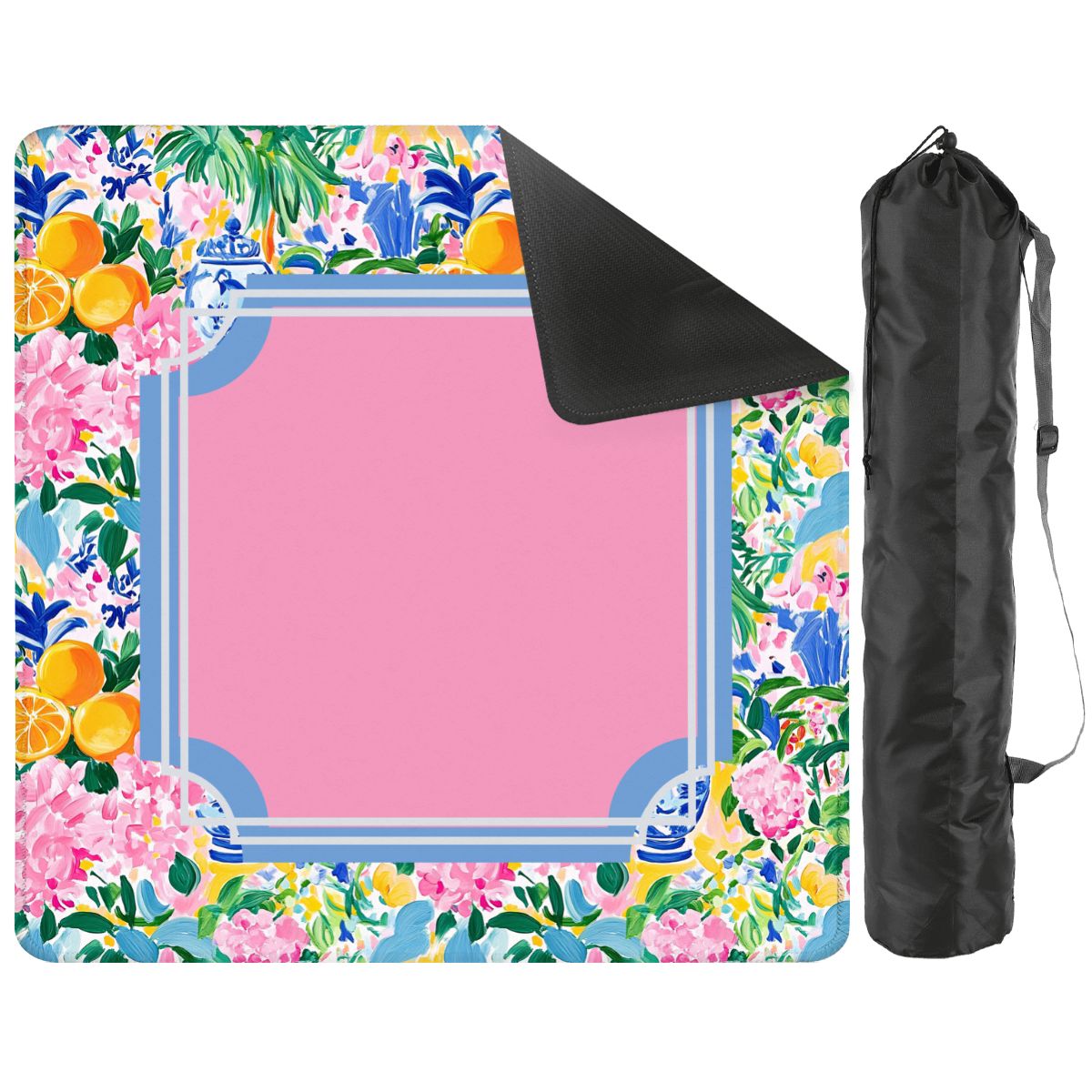 Preppy Pastel Floral Chinoiserie Mahjong Mat 33"x33"