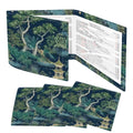 Asian Zen Garden Chinoiserie Blue, Green Designed 4 Mahjong Card Holder with Line Finder