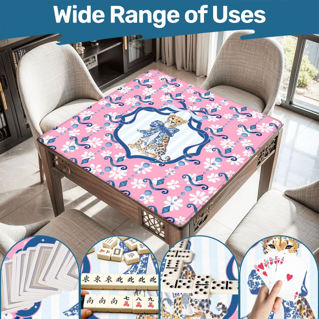 Charleston Cheetah Preppy Pink Floral Mahjong Mat