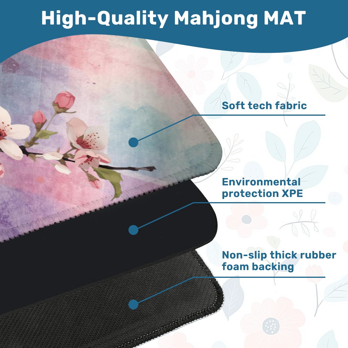 Blossoms In Bloom Pastel Watercolor Mini Mahjong Mat