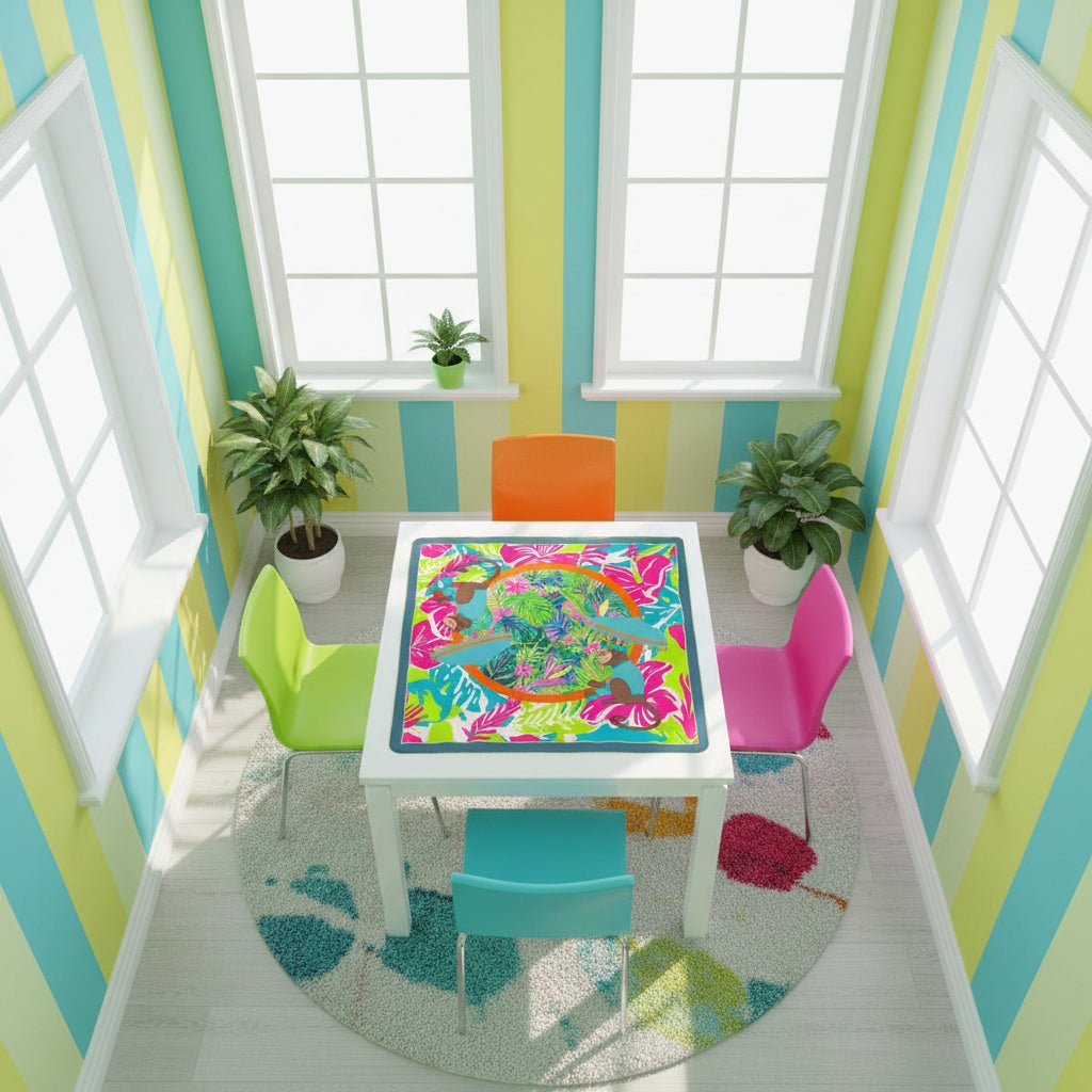 Lime In The Coconut Tropical Oasis Monkey Mahjong Mat