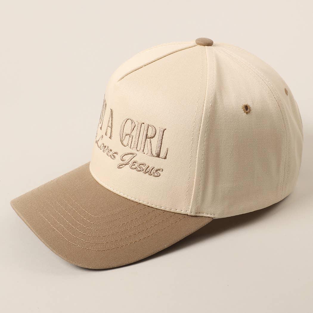 Just A Girl Who Loves Jesus Embroidered Two Tone Vintage Style Trucker Hat