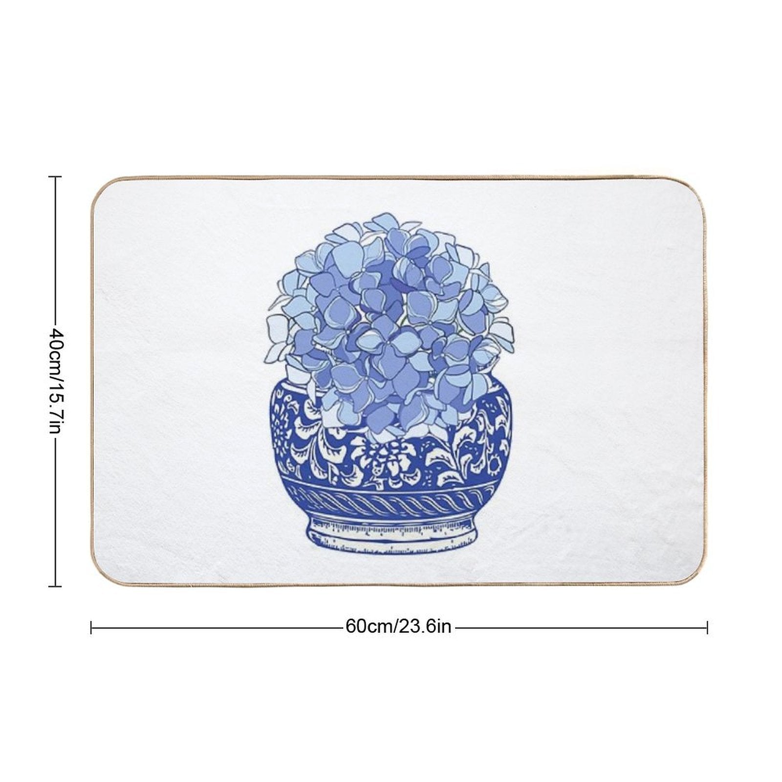 Blue And White Vase with Blue Hydrangeas  Versatile Bath Mat