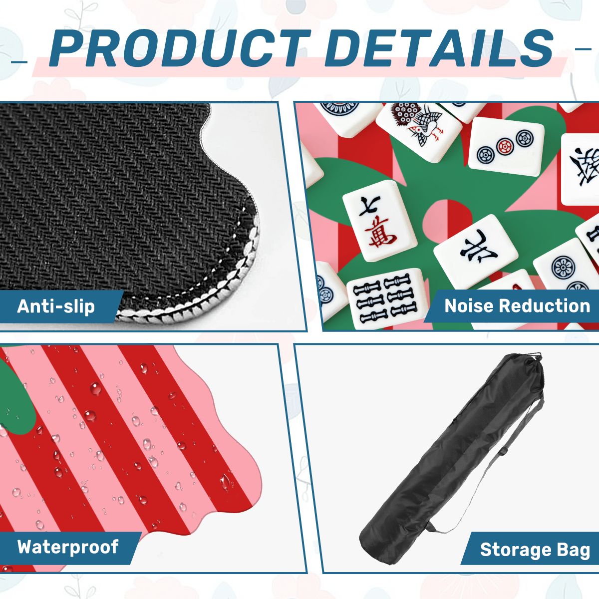 The Daisy Mae Red And Pink Preppy Striped Scalloped Mahjong Mat