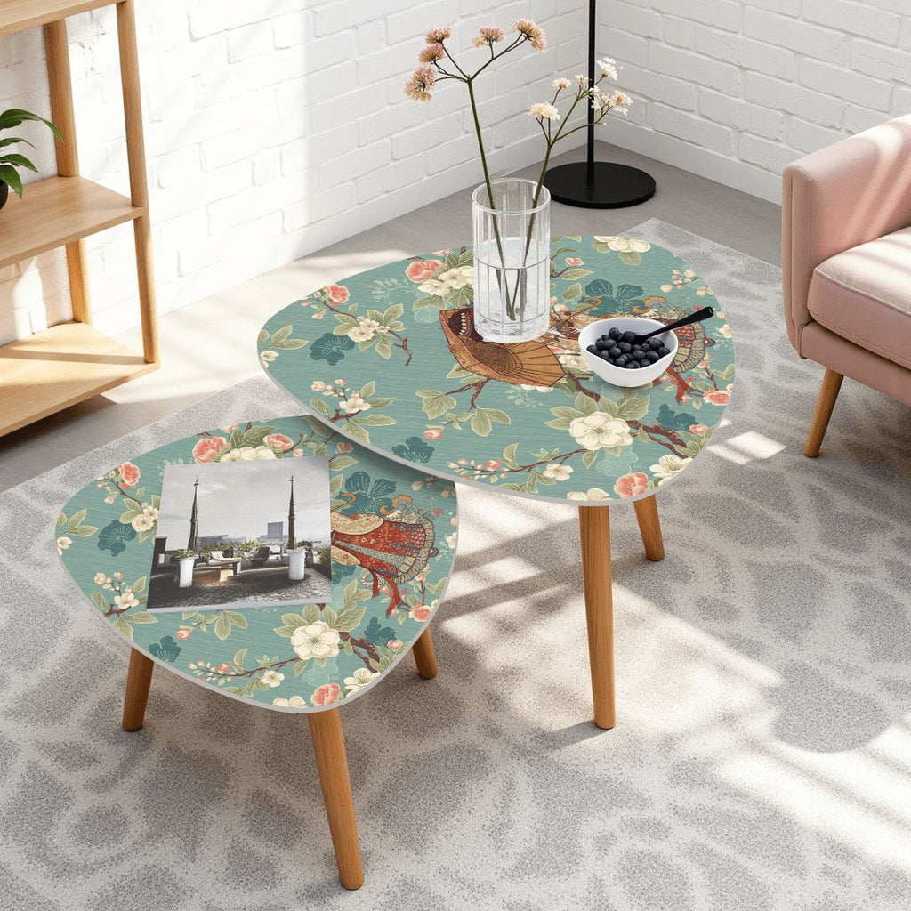 Asian Blossom Chinoiserie Modern Nesting Tables