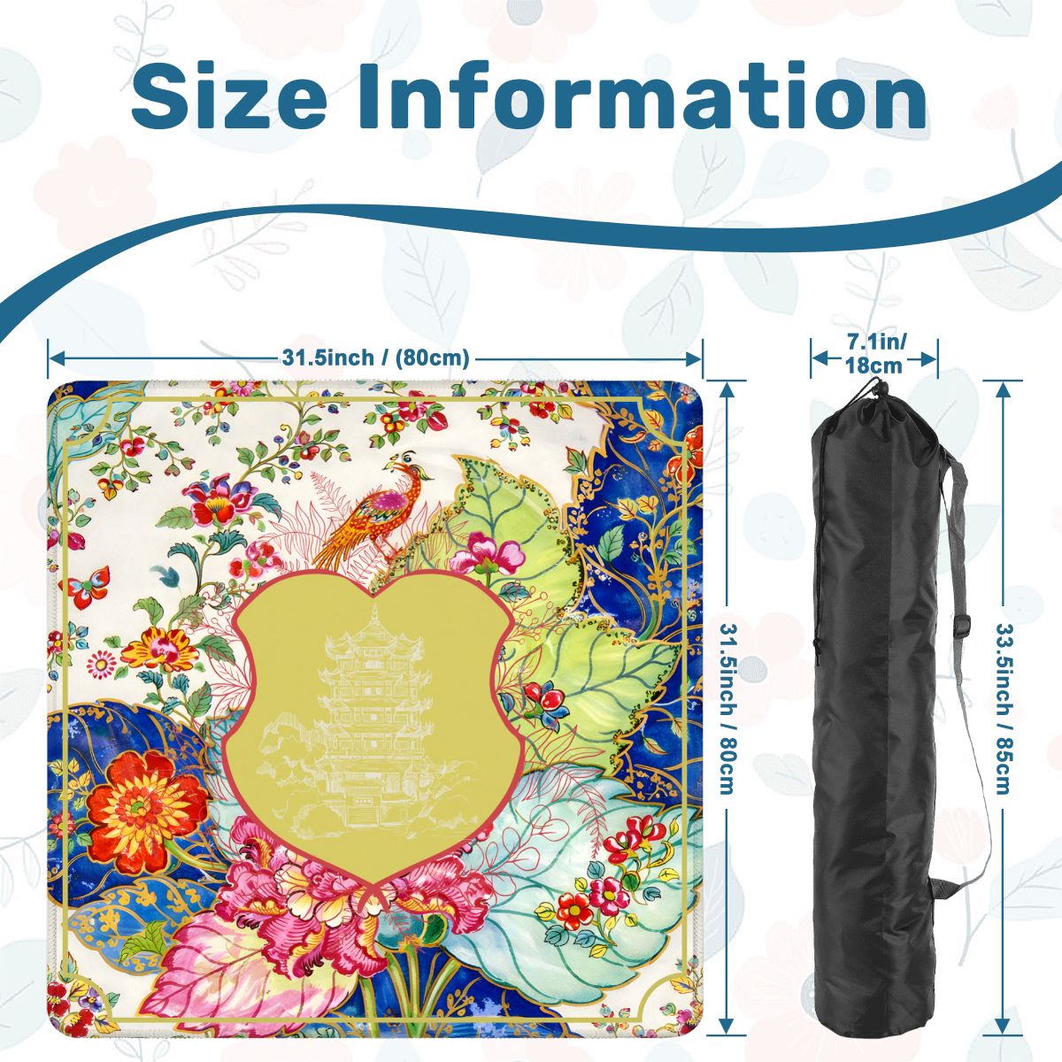 Asian Chinoiserie Tobacco Leaf Mahjong Mat