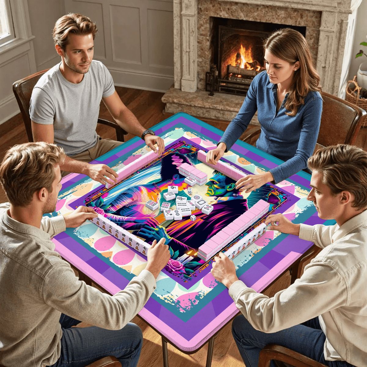 Sci-Fi Frankenstein And Bride Mahjong Mat