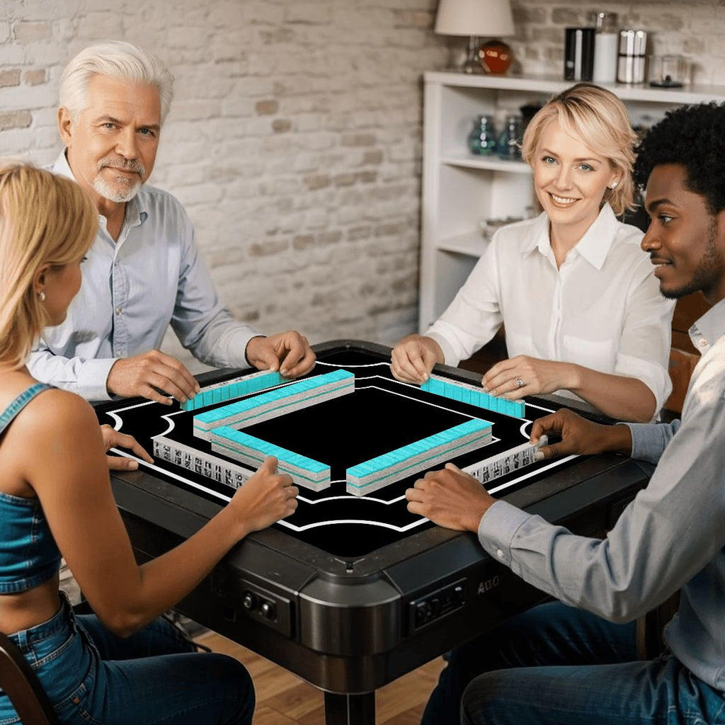Plain And Simple Minimalist Black Mahjong Mat