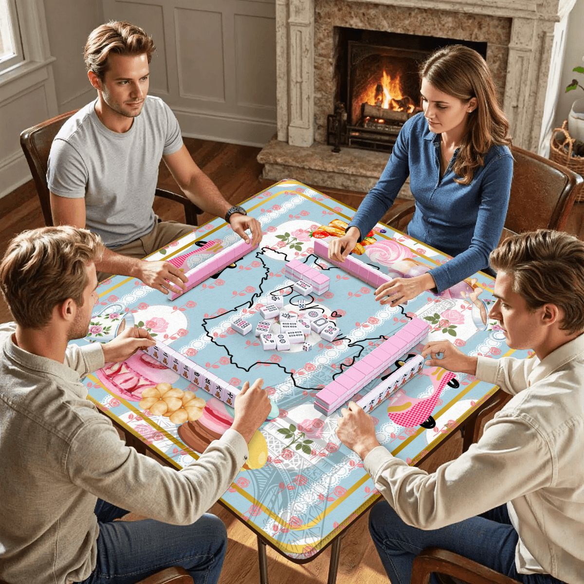 The French Patisserie Mahjong Mat 33"x33" (Ship Rolled up)