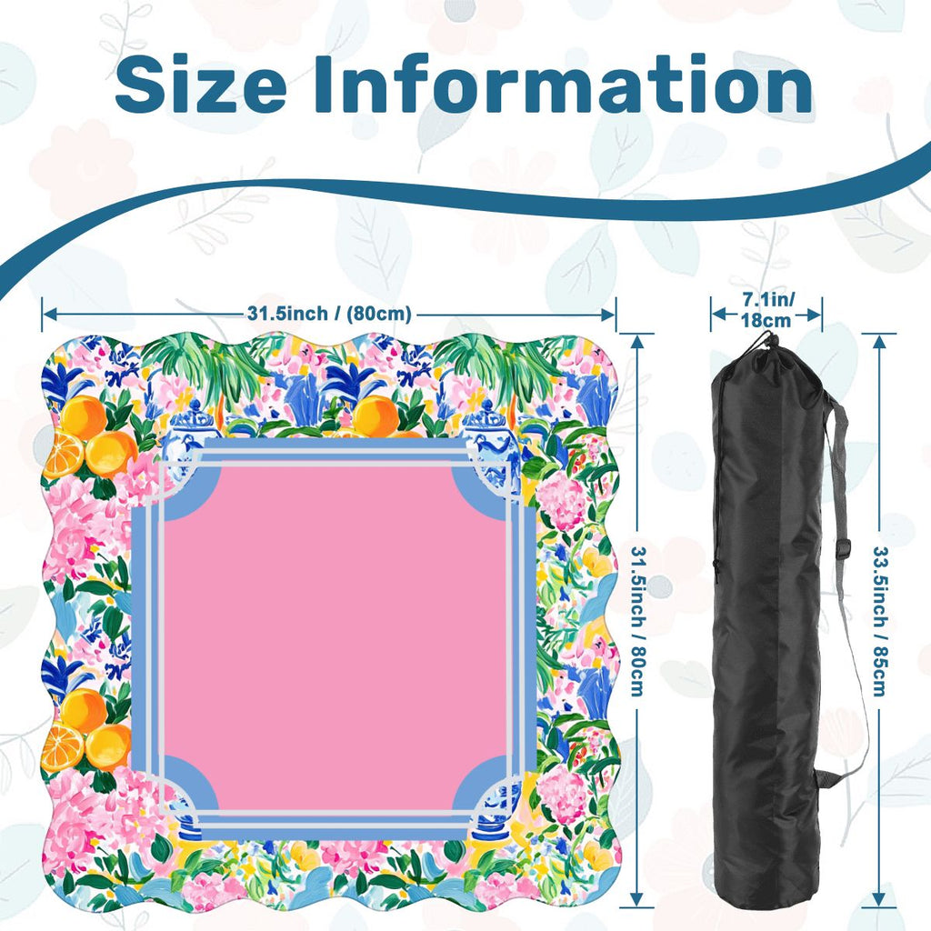 Floral Chinoiserie Preppy Pastel Scalloped Mahjong Mat