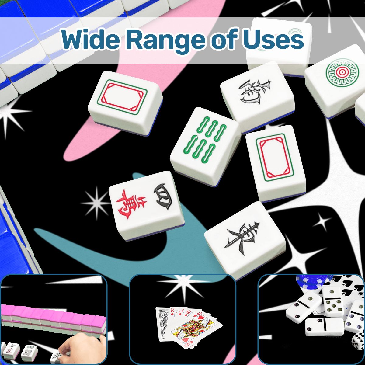 Sky Rockets In Flight, Black Modern Mahjong Mat