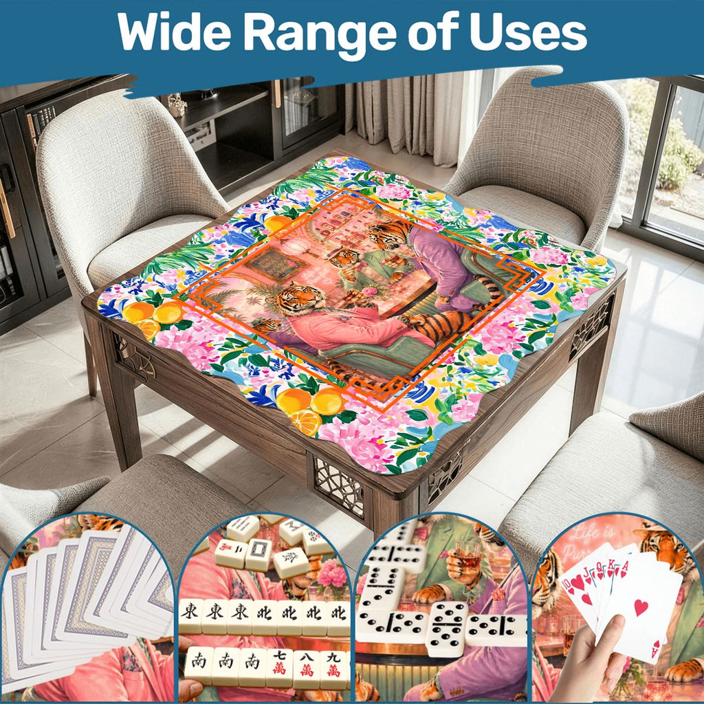 Bourbon And Tigers Oh My Chinoiserie Scalloped Mahjong Mat