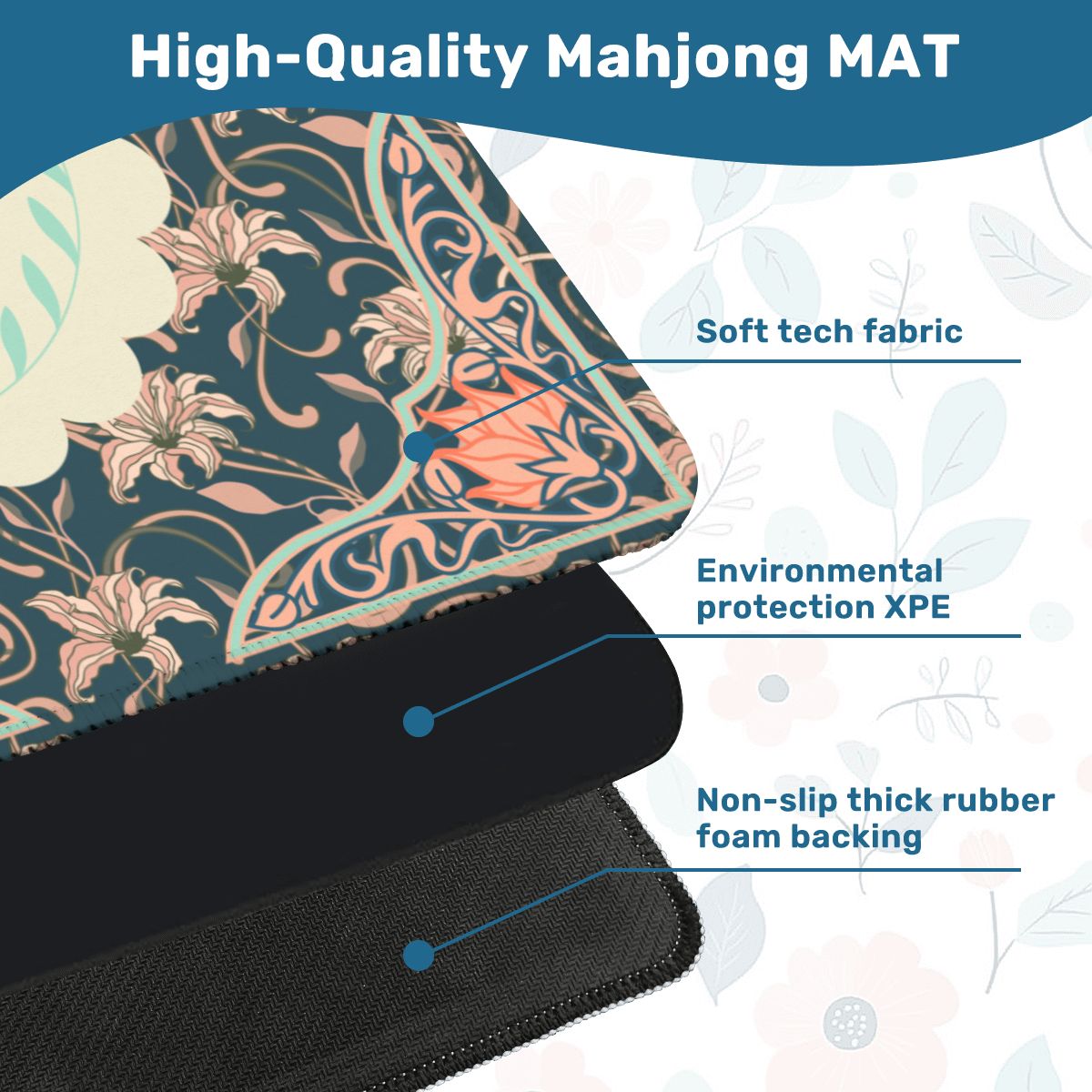 Art Deco Floral Nouveau Design Mahjong Mat
