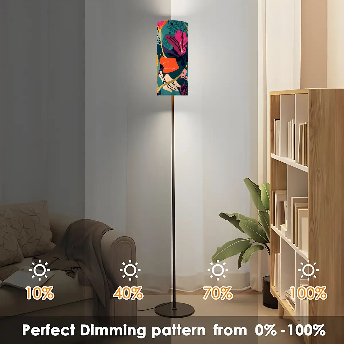 Grand Bohemian Orange, Teal, Yellow, Fuchsia Modern Floor Lamp