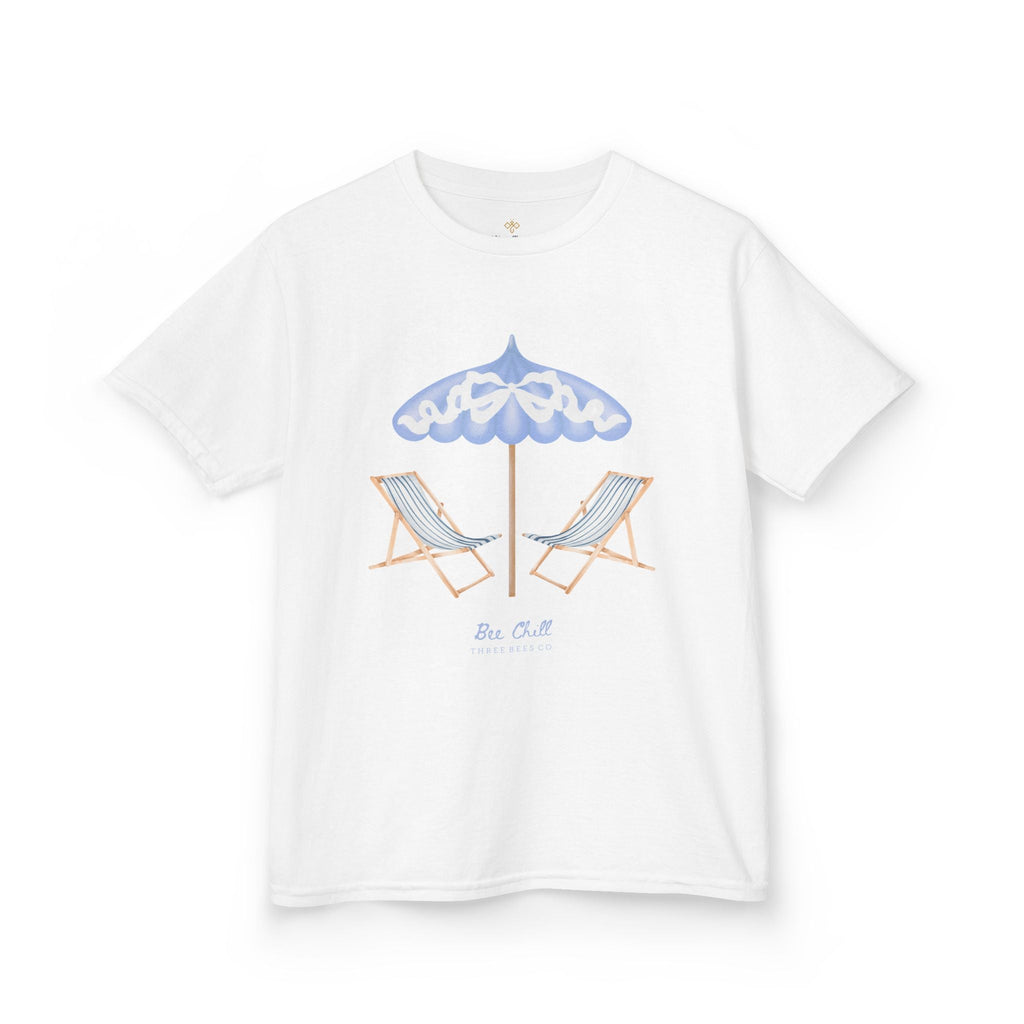 Be Chill Girls Beach Chairs and Umbrella Short Sleeve Youth Hive Tee