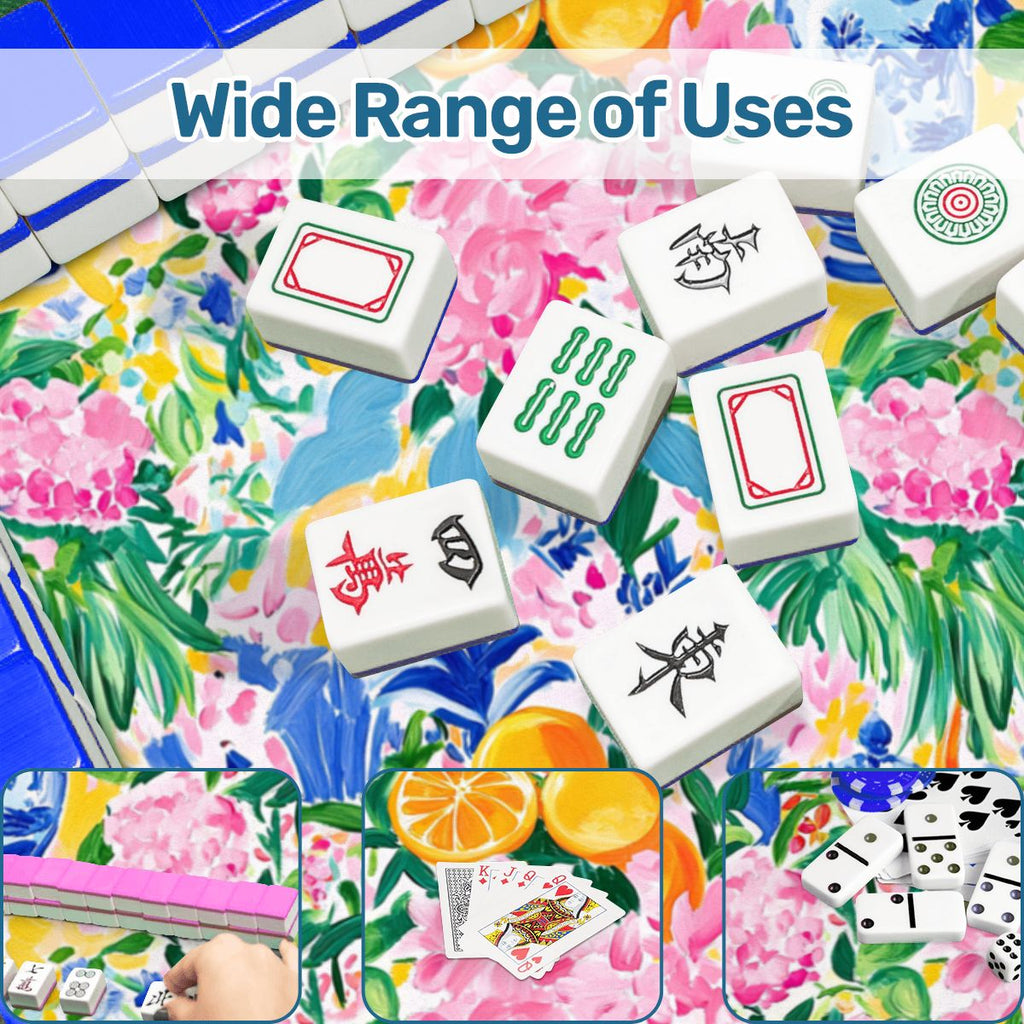 Asian Chinoiserie Tropical Pastel Scalloped Mahjong Mat